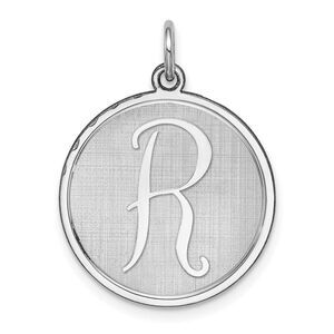 Sterling Silver, Makayla Collection, 20mm Disc Initial R Pendant